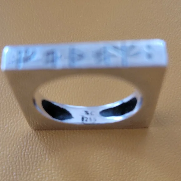 Square Viking Lettering 925 Sterling Silver Ring - Picture 2 of 7
